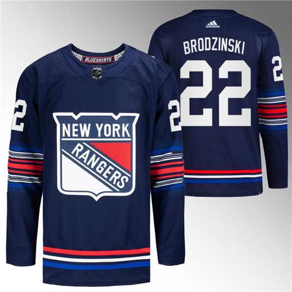 Mens New York Rangers #22 Jonny Brodzinski Navy Stitched Jersey Dzhi->new york rangers->NHL Jersey